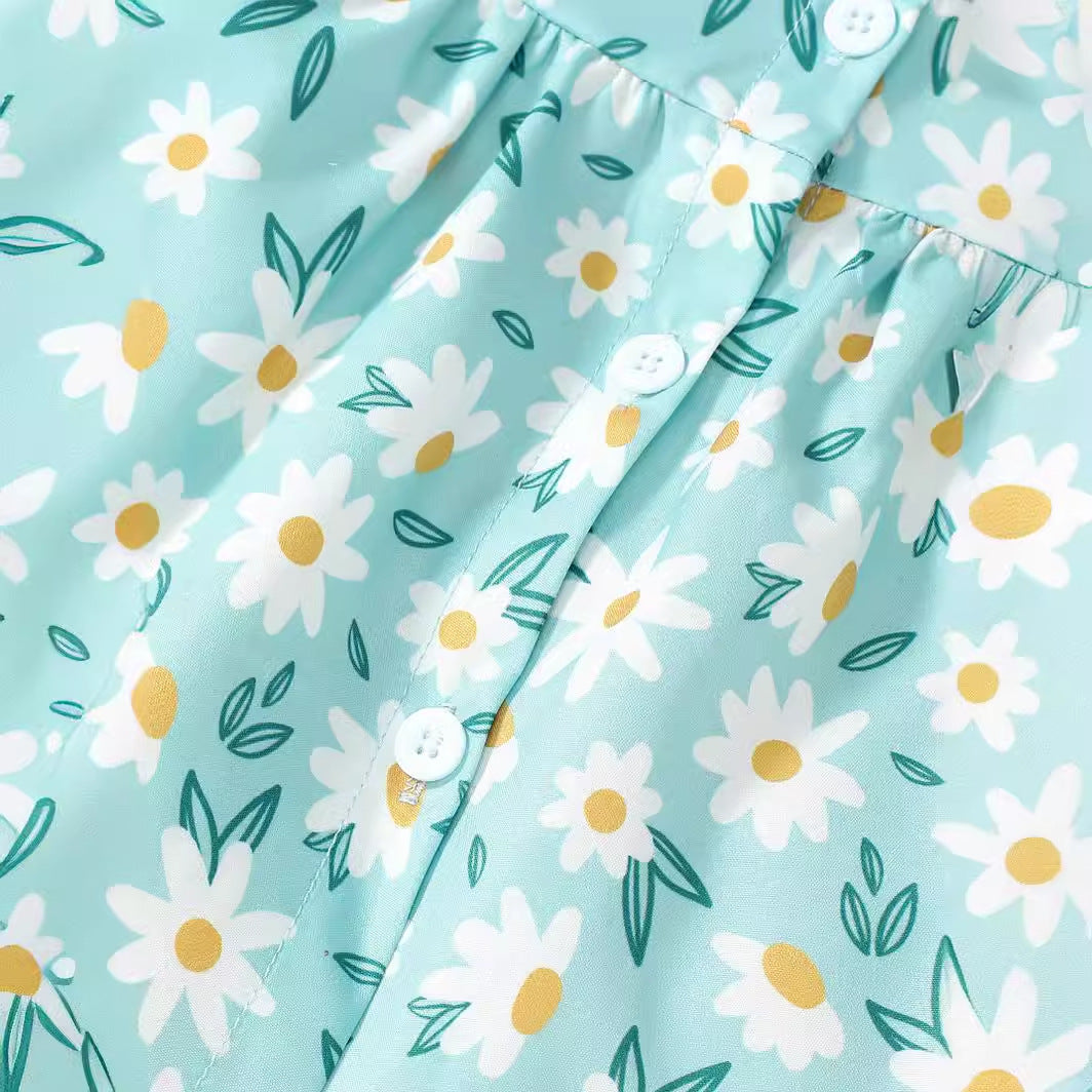 Baby Girl Summer Dress Single-breasted Floral Sleeveless