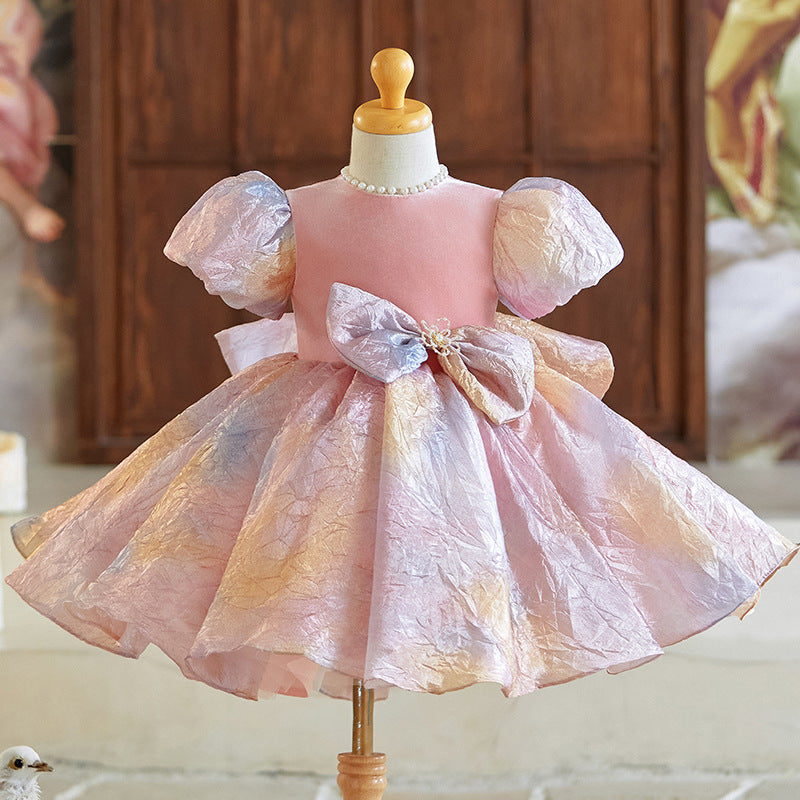 Baby Girl One Year Old Puff Sleeve Birthday Little Girl Princess Dress