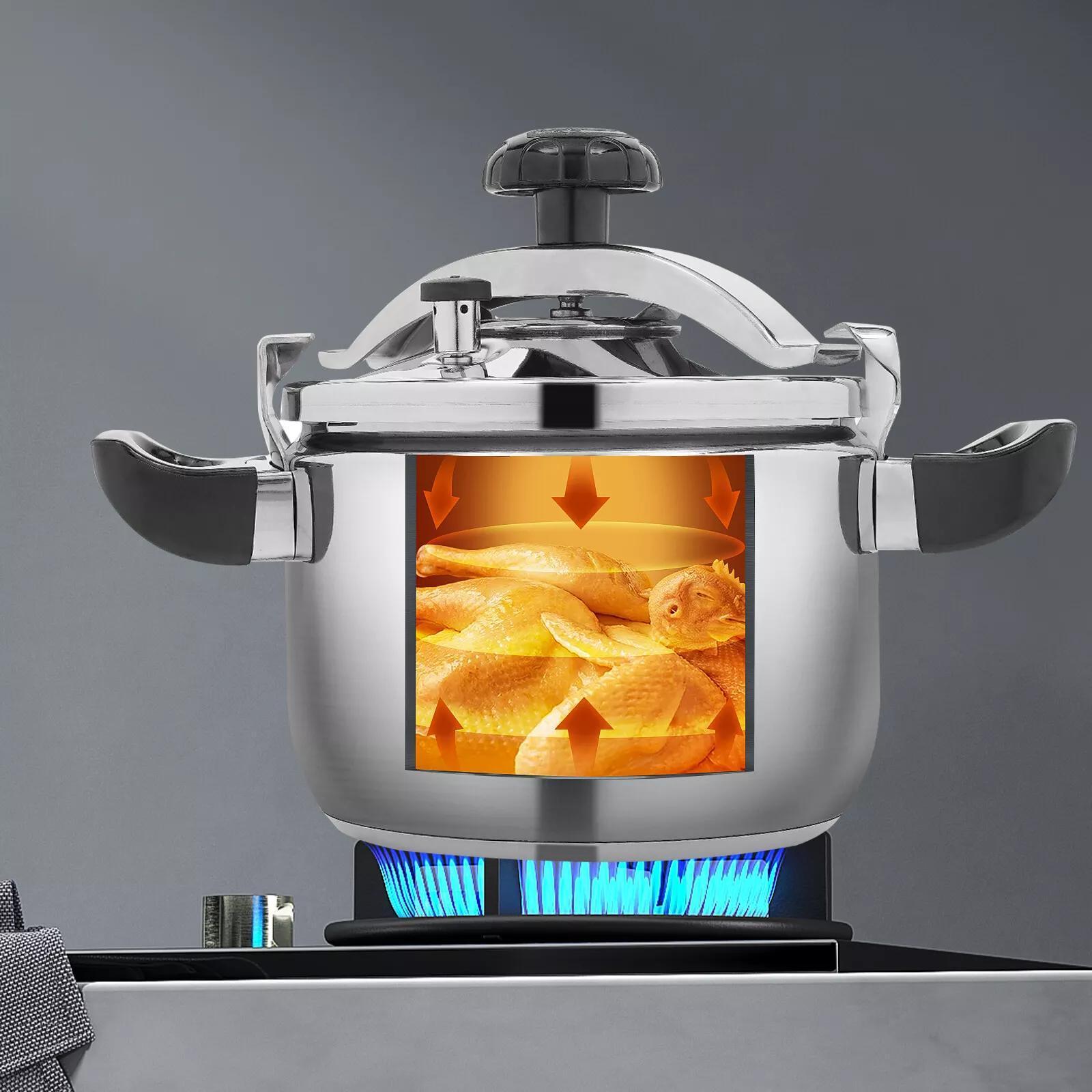 Heavy-Duty Commercial & Home Stainless Steel Cooker - 1.32gal/4.54 Qt Multi-Stove Compatible (Induction/Electric/Open Flame), with Lid Knob - Dishwasher Safe, for Restaurants, Catering, Everyday Cooking - Includes Valve, Spon