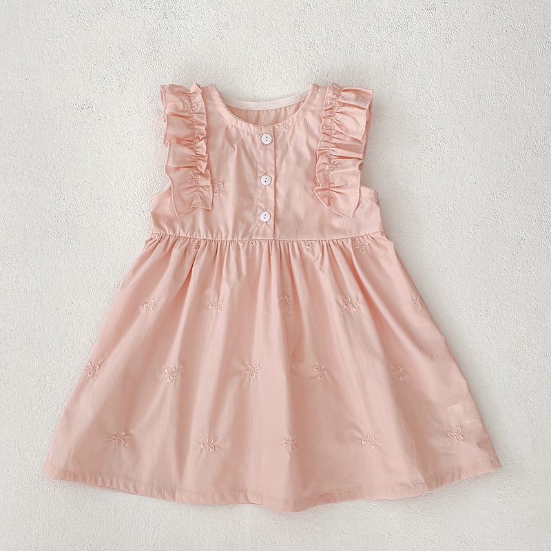 Children's Dress Bowknot Embroidered Girl Baby Romper