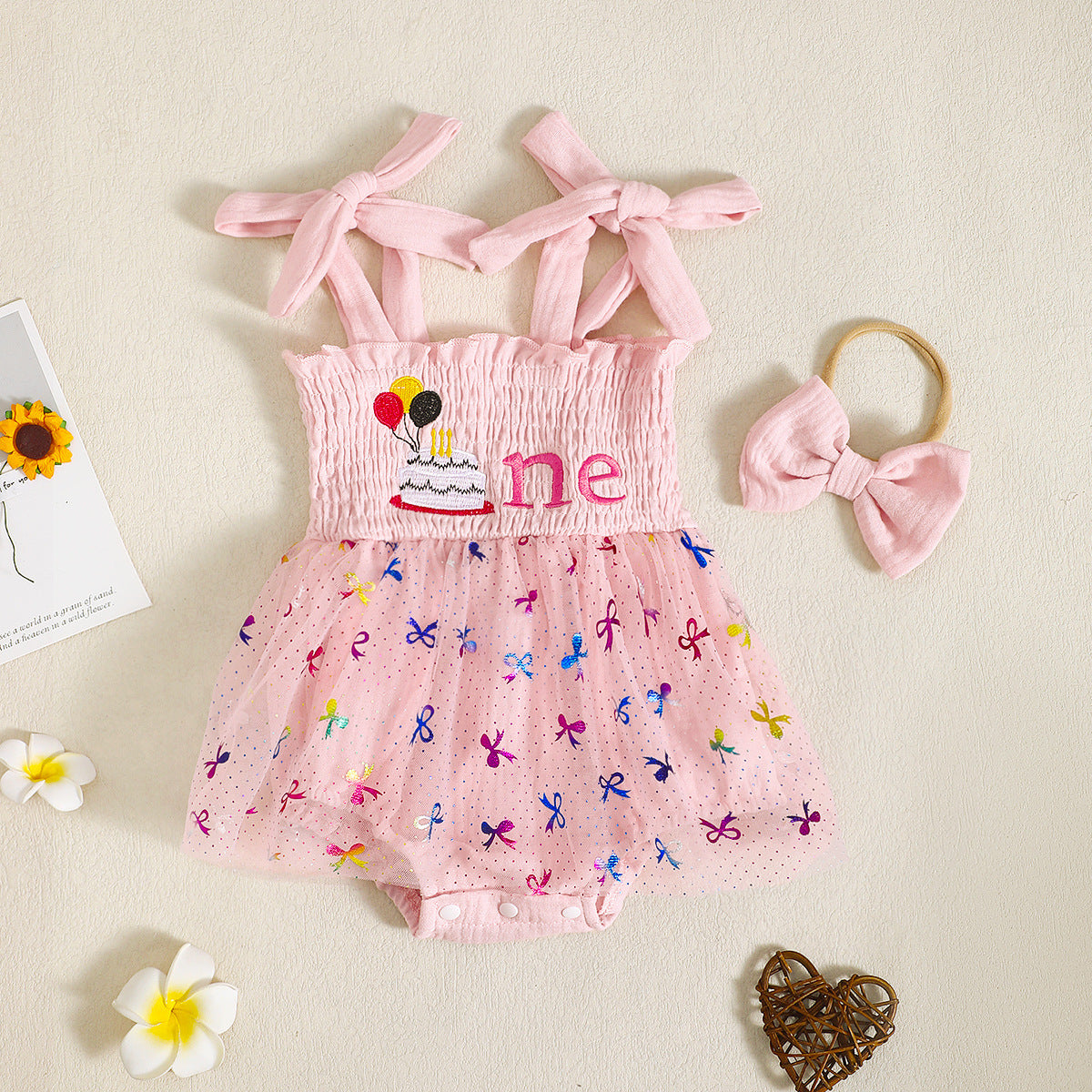 Baby Girl Smocking Embroidery Mesh Spaghetti-strap Dress