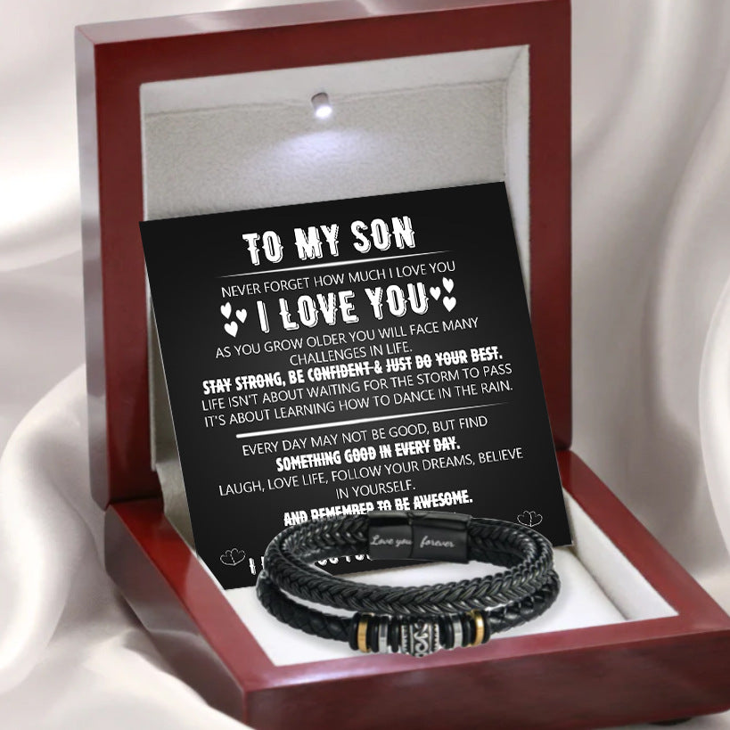 Engraved Loveyouforever Men's Multi-layer Braided Vintage Bracelet