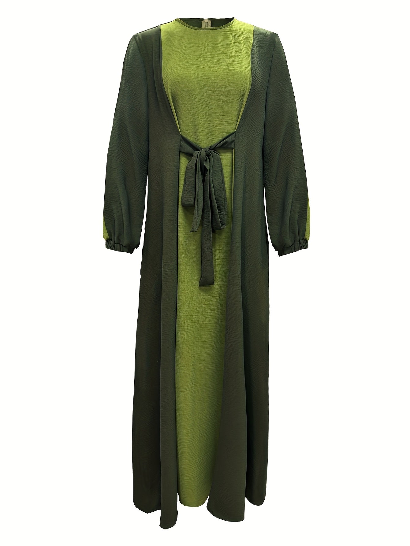 [Elegant Dress] Elegant Women's Dress - Maroon & Gray Color Block, Long Sleeveless Maxi with Tie-Waist Detail | Stylish Maxi Dress | Flowing Gown, Perfect for Spring/Summer/Fall, Cultural Wear