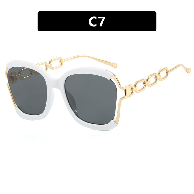 Big Square Rim Chain Sunglasses For Women Fashionable Sunglasses