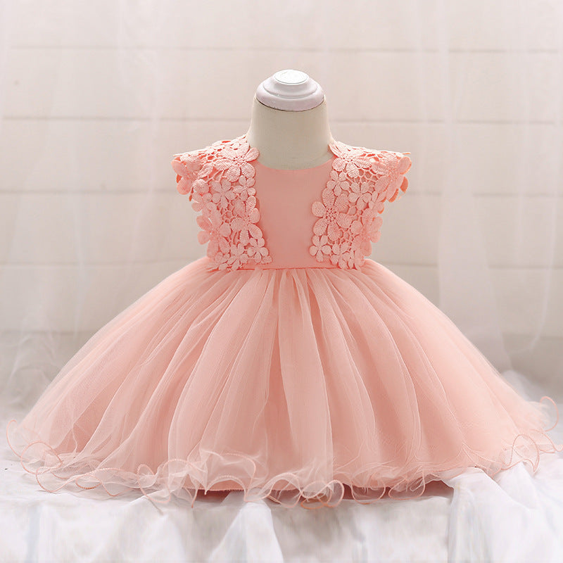 Flower Girl Baby Lace Crochet Princess Mesh Dress
