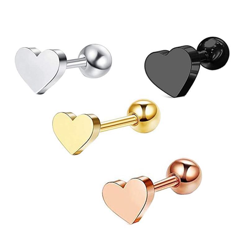 Simple Stainless Steel Heart-shaped Hollow Earrings