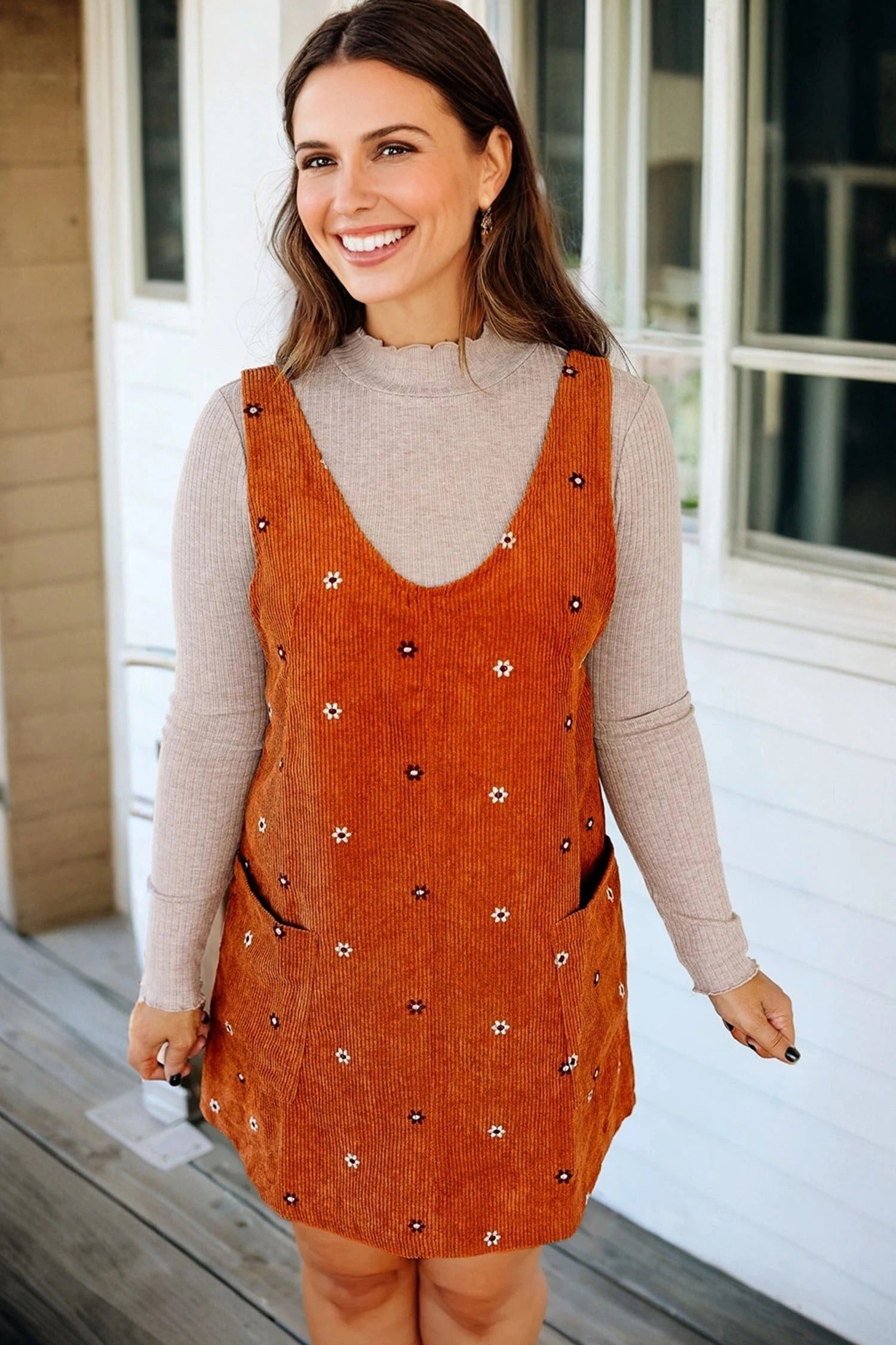 Women's Casual Printed Loose Corduroy Skirt