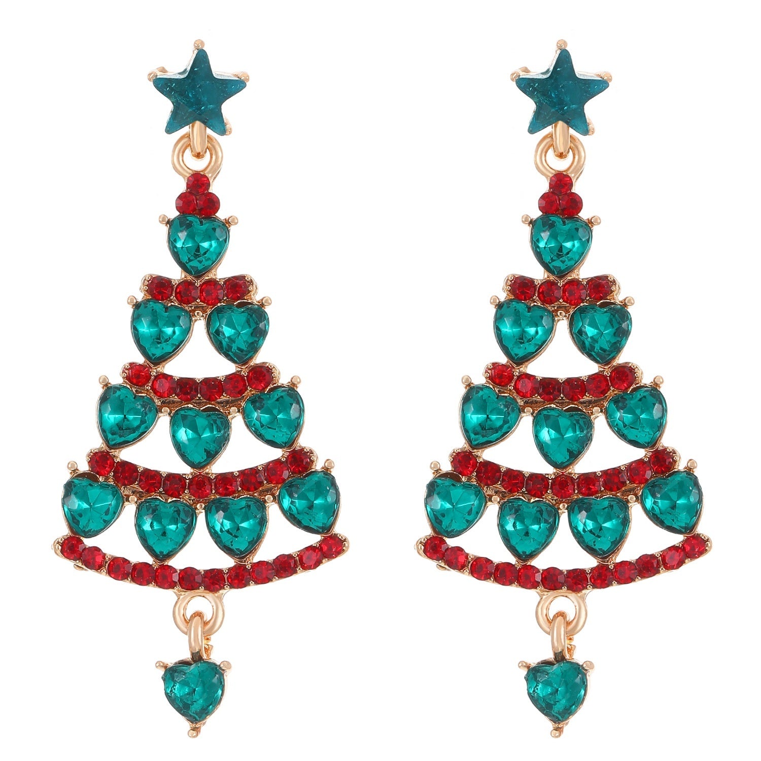 Luxury Elegant Diamond-encrusted Christmas Tree Earrings For Women
