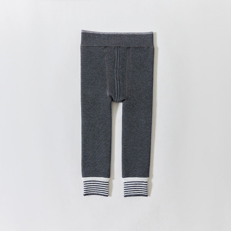 Infant Fleece-lined Thickened Ankle-length Pants Boy Girl Baby Leggings