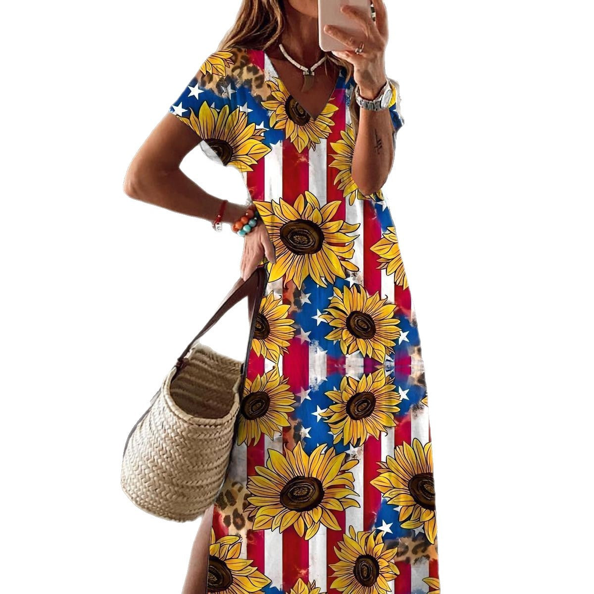 Women's V-neck Casual Fashion Dress