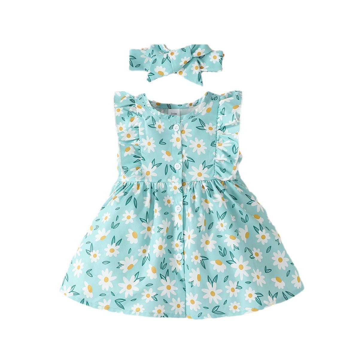 Baby Girl Summer Dress Single-breasted Floral Sleeveless
