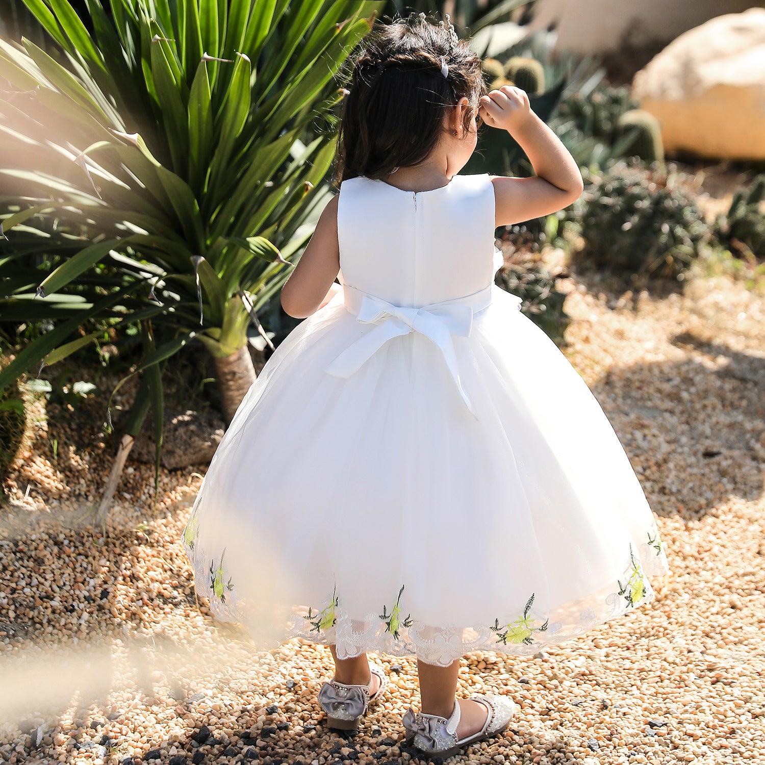 Floral Dress Foot Embroidery Flower Girl Wedding Dress Evening Party
