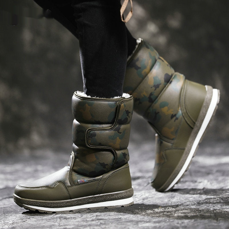 Waterproof And Slip-resistant Winter Mid-top Fleece-lined Thick Children's Winter Shoes