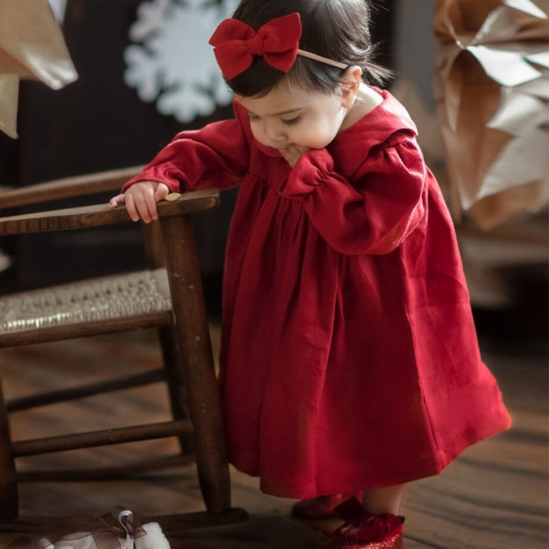 Cute Baby Girl Red Corduroy Dress