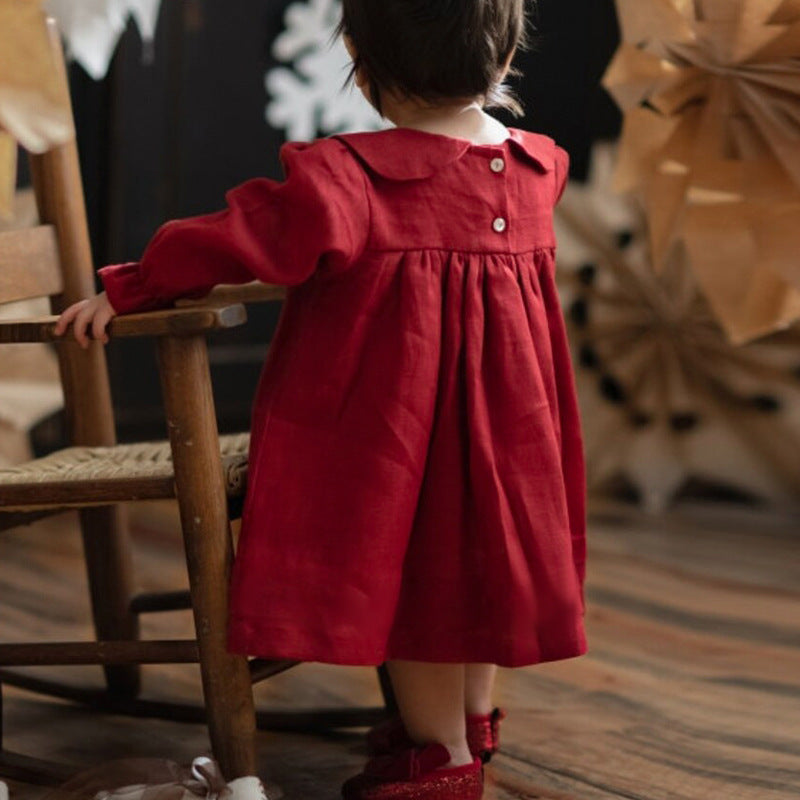 Cute Baby Girl Red Corduroy Dress