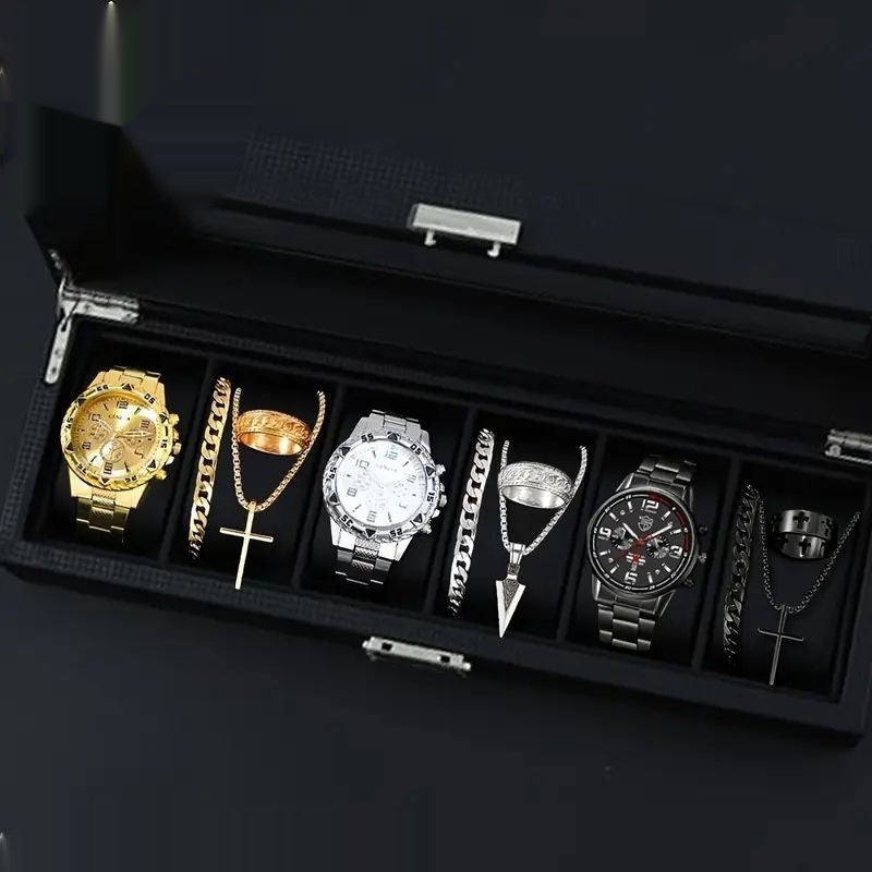 12-set Men's Watches  Fashionable Multi-color Assortment Of Quartz Men's Watches