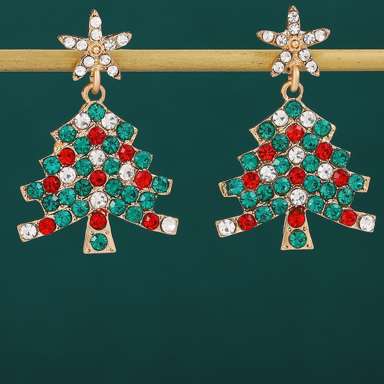 Luxury Elegant Diamond-encrusted Christmas Tree Earrings For Women