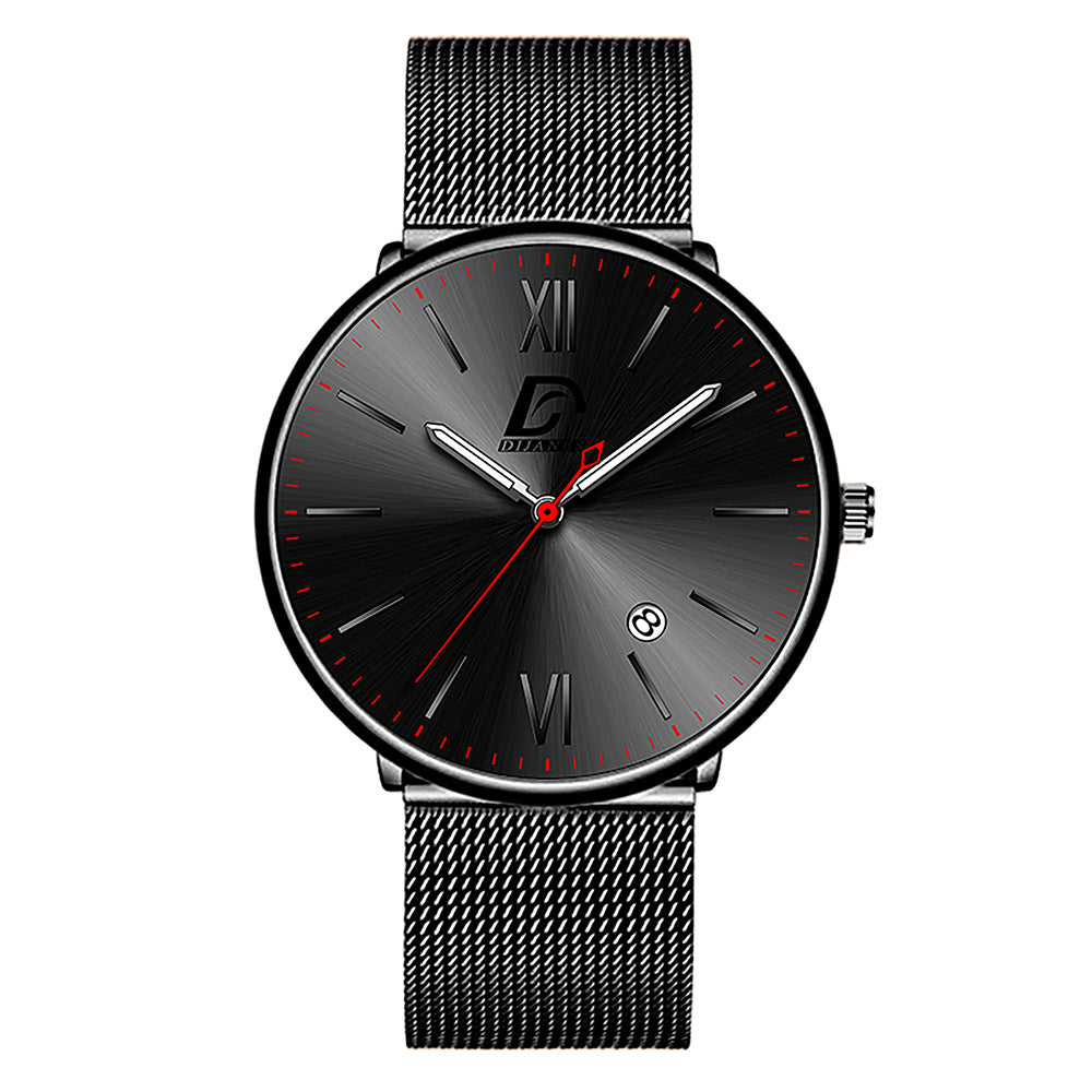 Men's Stainless Steel Calendar Watch Korean Version