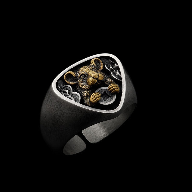 3D Zodiac Sign Ring For Men's Birth Year Original Design