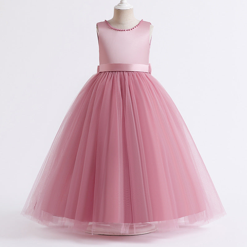 Flower Girl Wedding Dress Backless Piano Playing Host Party