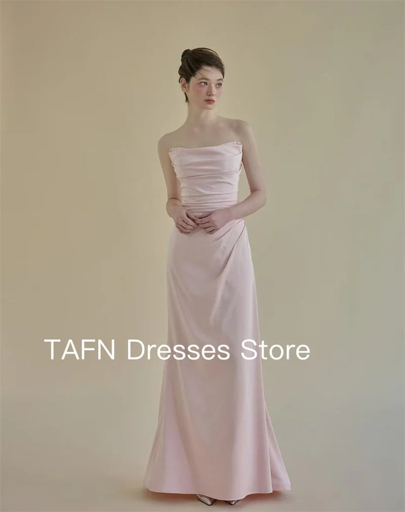 TAFN Elegant Pink Mermaid Evening Dresses Off Shoulder Floor Length Formal Party Customized Floor Length Wedding Party