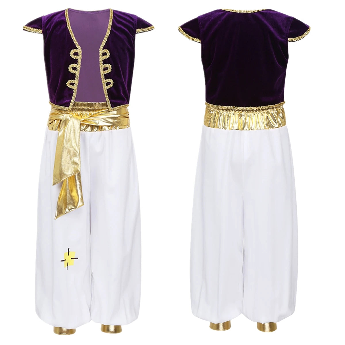 Boys Fancy Arabian Prince Outfits Cap Sleeves Waistcoat with Pants Halloween Fairy Party Carnival Dress Up Cosplay Costume
