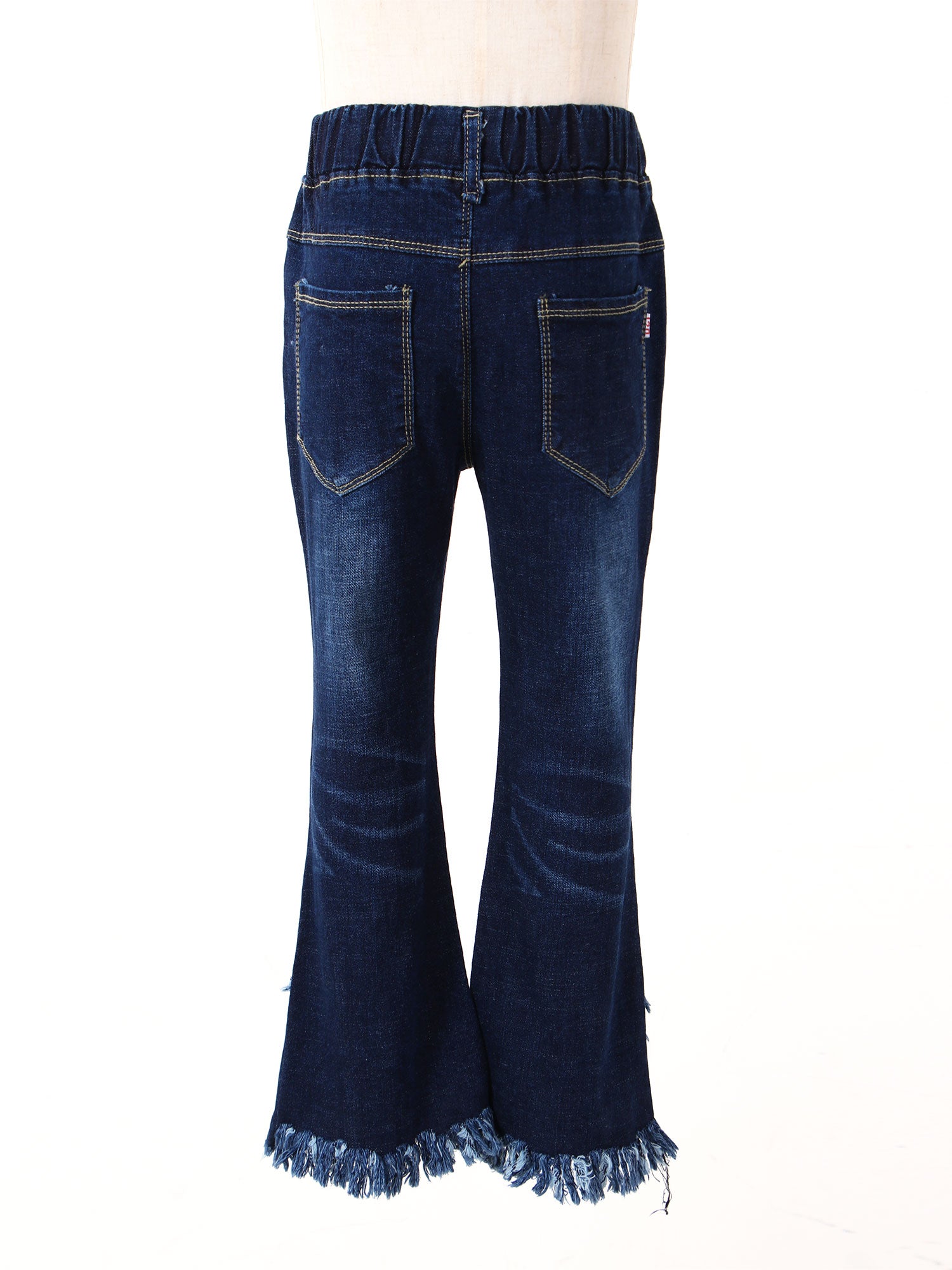 Kids Baby Girls Flare Pants Tassel Hem Denim Bell Bottom Children Toddler Kids Elastic Waist Blue Cute Jeans Trousers Clothes