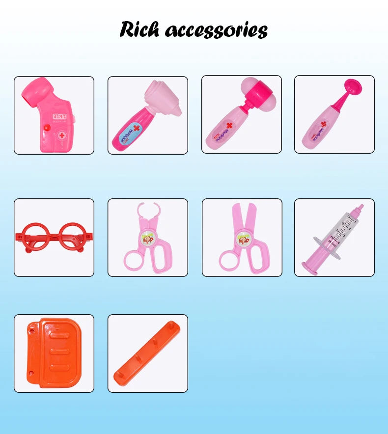 Children's Play House Kitchen Toys Simulation Girls Beauty Portable Tools Kitchen Utensils Tableware Trolley Case Medical Kit