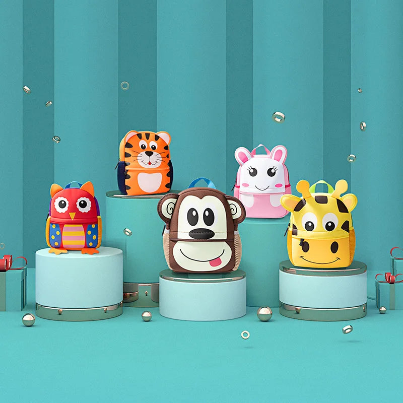 2023 Hot Children Backpacks 3D Giraffe Design Girl Boys School Bags Toddler Kids Neoprene Schoolbag Kindergarten Cartoon Pouch