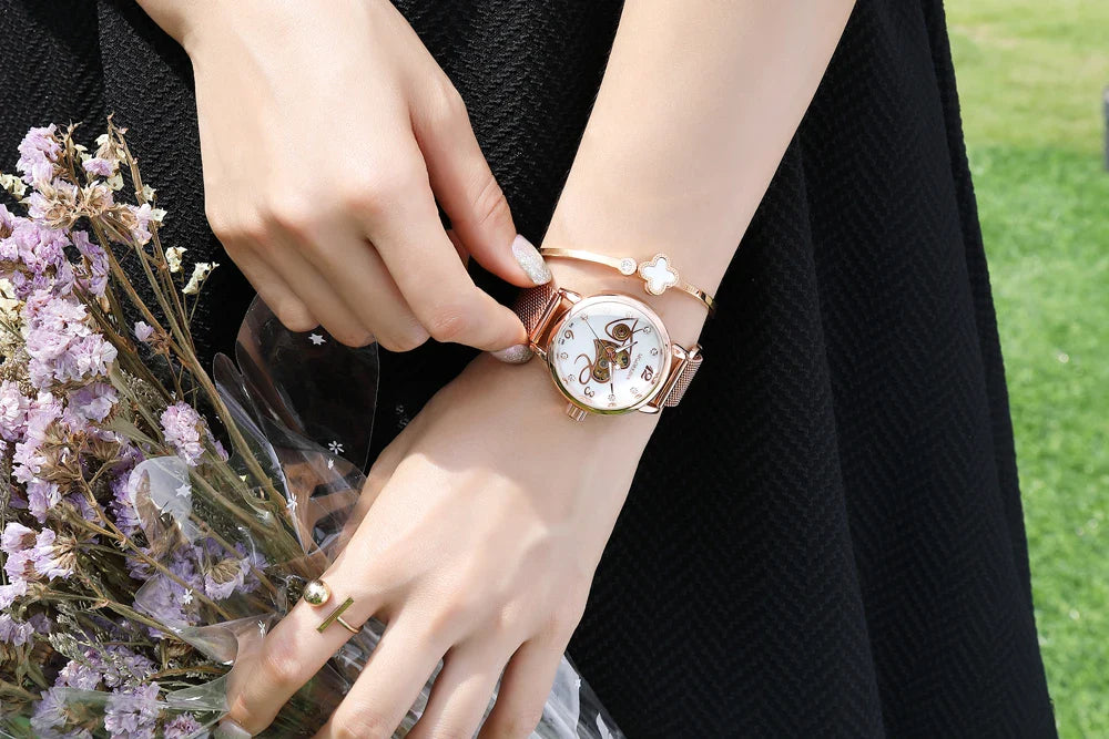 2025 New Designer Mechanical Watches Women Luxury Top Brand Ceramic Stainless Steel Diamond Music Ladies Automatic Wristwatches