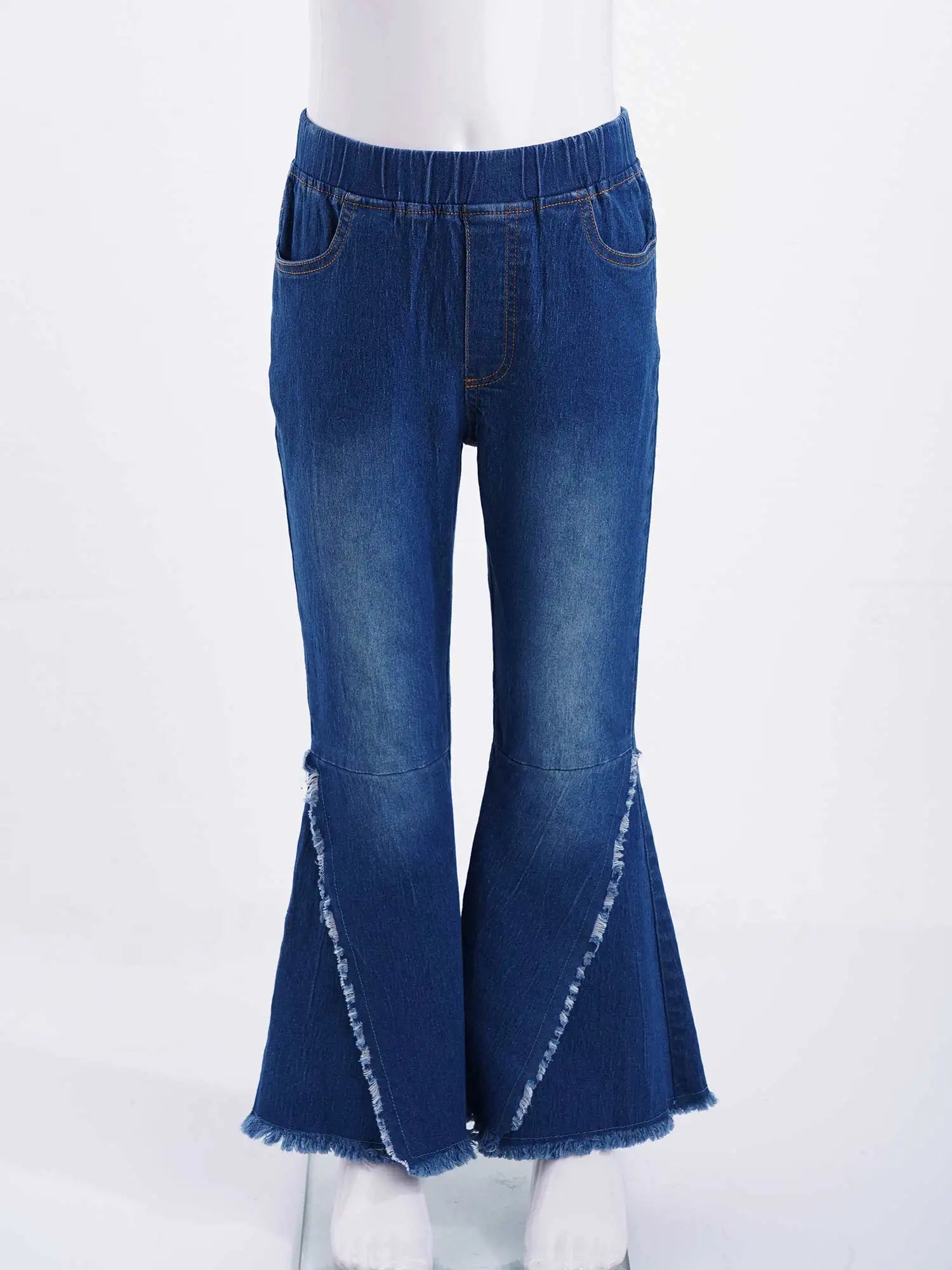 Kids Baby Girls Flare Pants Crisscross Ripped Bell Bottom Hem Denim Wide-leg Pants Children Toddler Cute Jeans Trousers Clothes