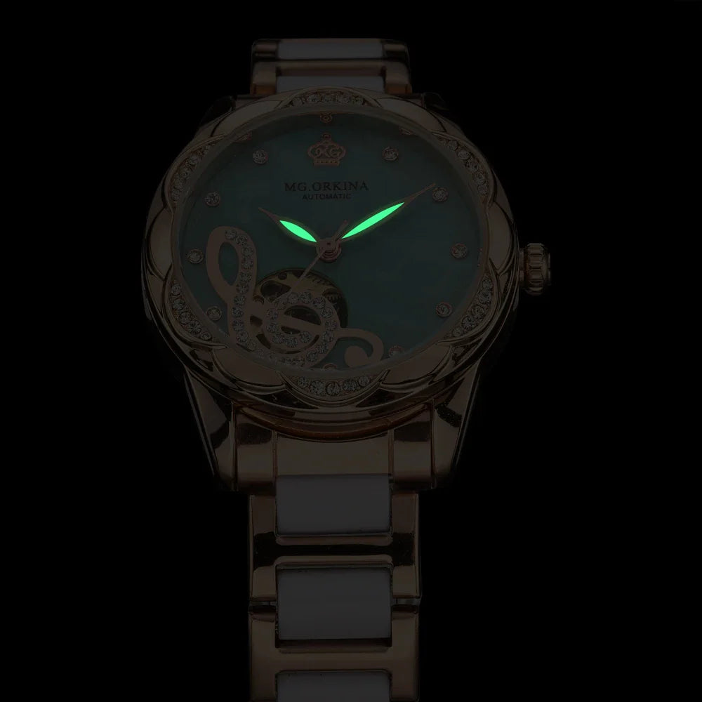 2025 New Designer Mechanical Watches Women Luxury Top Brand Ceramic Stainless Steel Diamond Music Ladies Automatic Wristwatches
