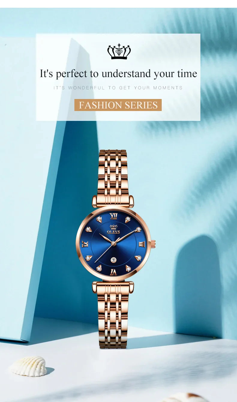 OLEVS Top Brand New Women Fashion Quartz Watch Waterproof Luxury Women Watches Stainless Steel Strap Date Clock Lady