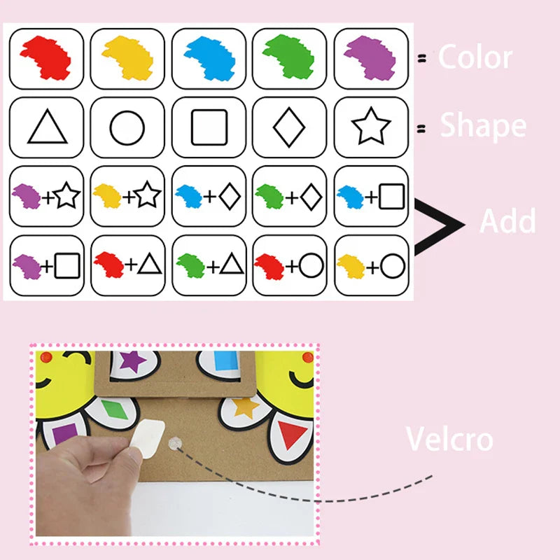 Montessori Didactic Material DIY Math Toy Color Shape Puzzle Matching Game Children Early Educational Learning Toy Teaching Aids