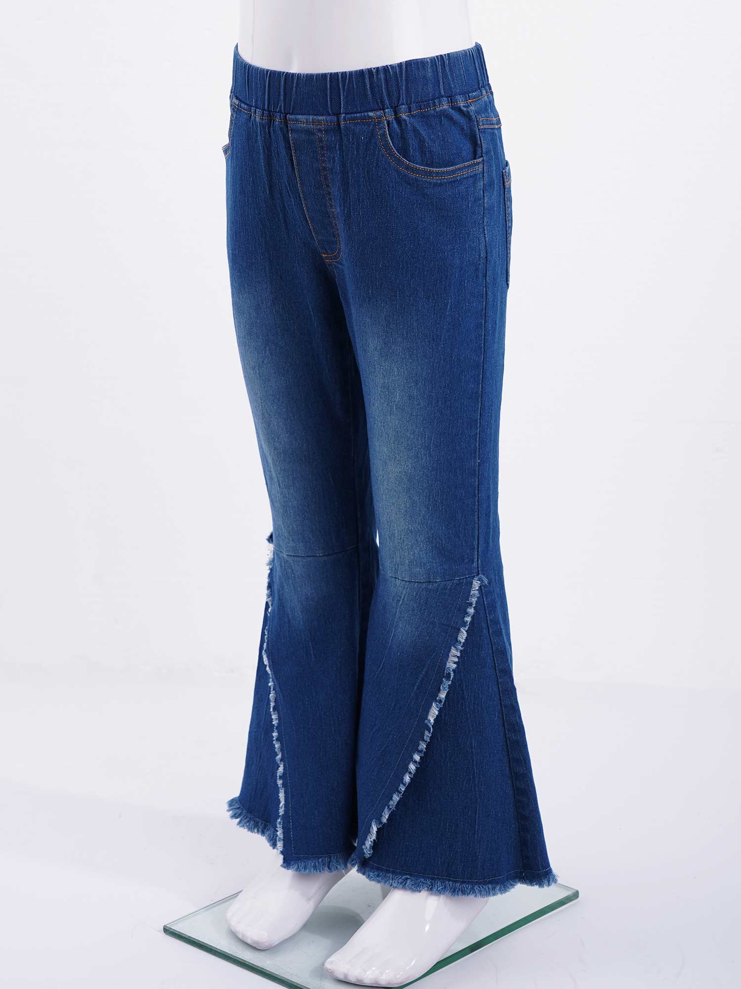 Kids Baby Girls Flare Pants Crisscross Ripped Bell Bottom Hem Denim Wide-leg Pants Children Toddler Cute Jeans Trousers Clothes