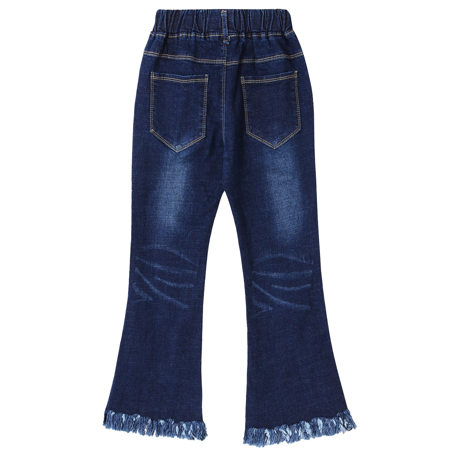 Kids Baby Girls Flare Pants Tassel Hem Denim Bell Bottom Children Toddler Kids Elastic Waist Blue Cute Jeans Trousers Clothes