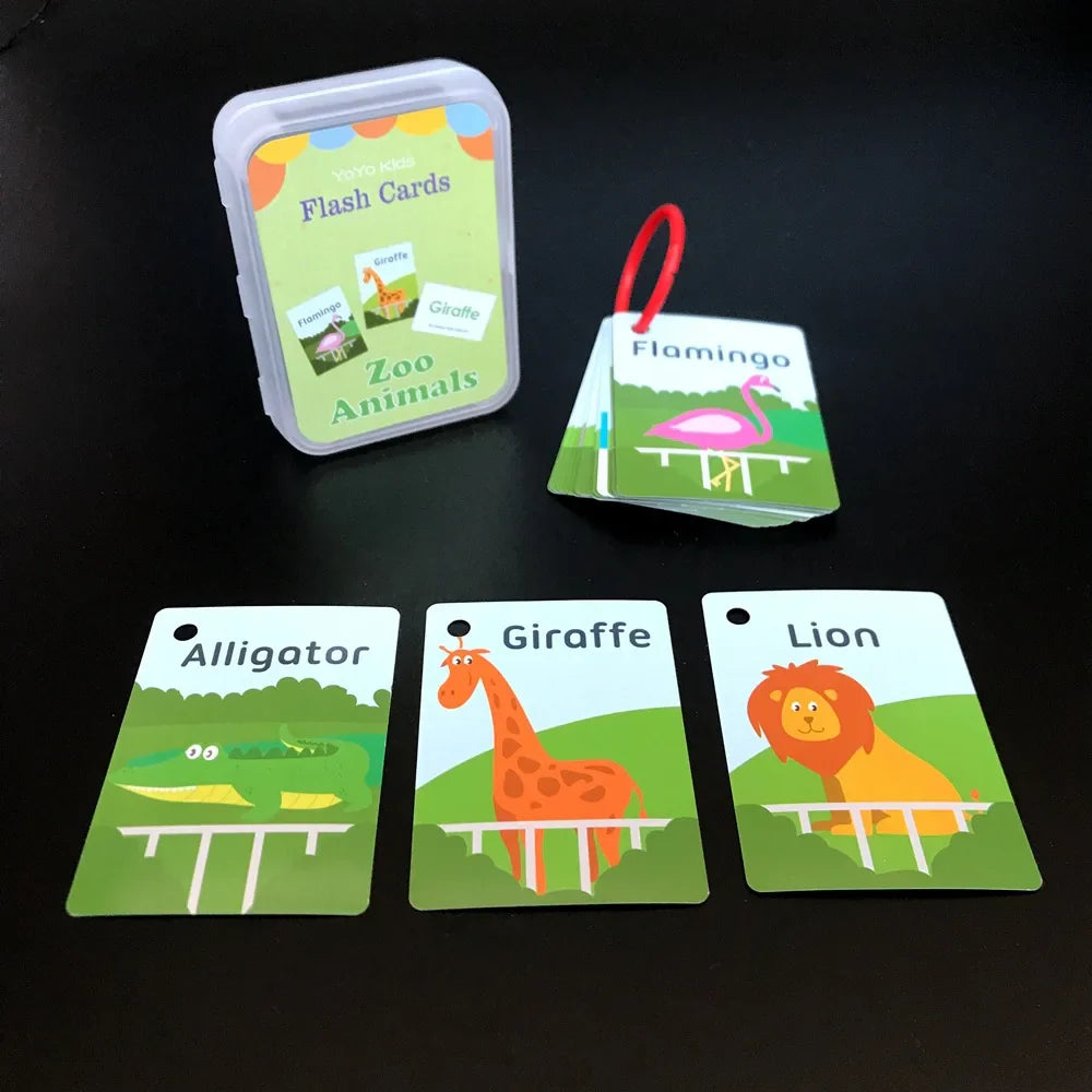 Kids Montessori Baby Learn English Word Card Flashcards Cognitive Educational Toys Picture Memorise Games Gifts for Children 29