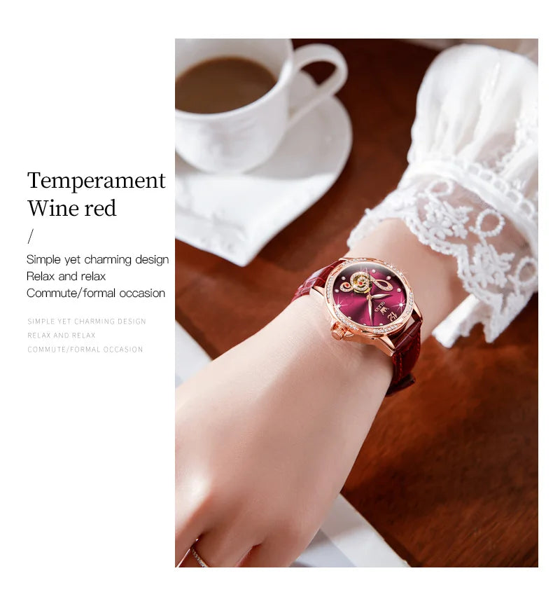 OLEVS Ceramic Diamond Women Watches Luxury Brand Musical Note Automatic Mechanical Watch Women Relogio Feminino Gift