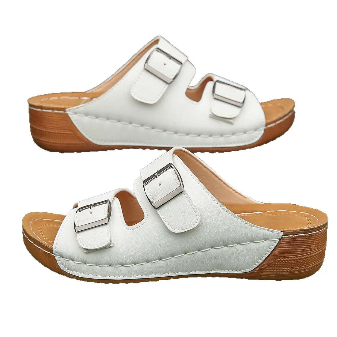 QLFashion Fashion Large Size Sandals and Slippers Summer New Wedge Cool Double Row With Beach231
