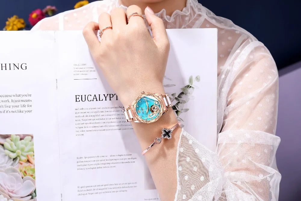2025 New Designer Mechanical Watches Women Luxury Top Brand Ceramic Stainless Steel Diamond Music Ladies Automatic Wristwatches