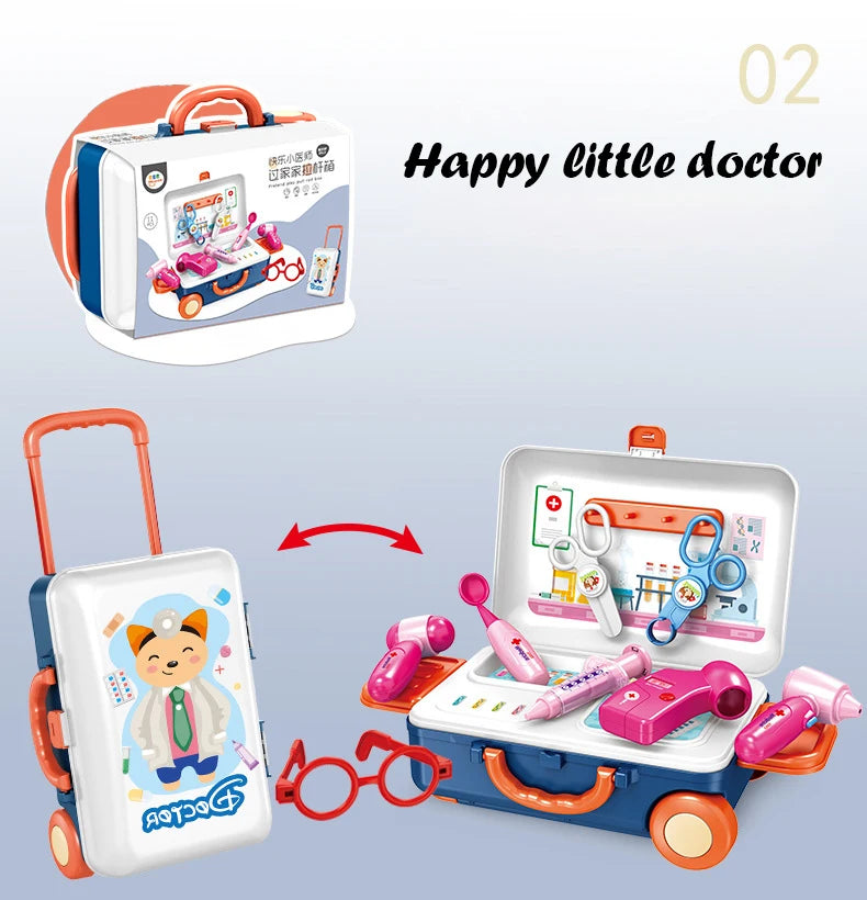 Children's Play House Kitchen Toys Simulation Girls Beauty Portable Tools Kitchen Utensils Tableware Trolley Case Medical Kit