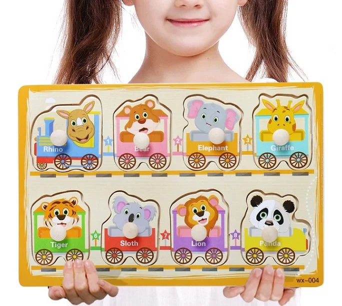 Baby Toys Montessori Wooden Puzzle Cartoon Vehicle Marine Animal Puzzle 12 Styles Board Set Educational Wooden Toy Child Gifts