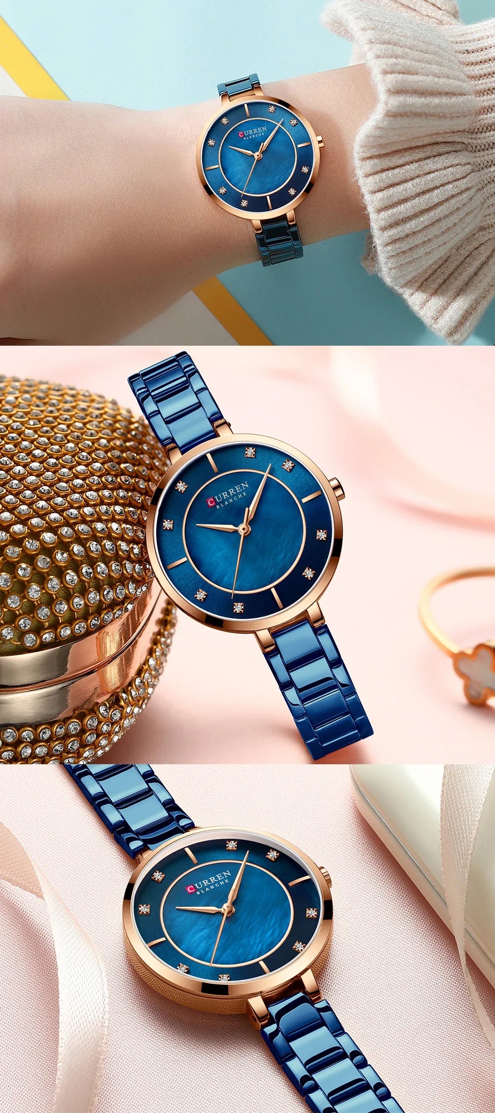 Curren Woman Watches Rose Gold Top Brand Luxury Watch Women Quartz Waterproof Women's Wristwatch Ladies Girls Watches Clock