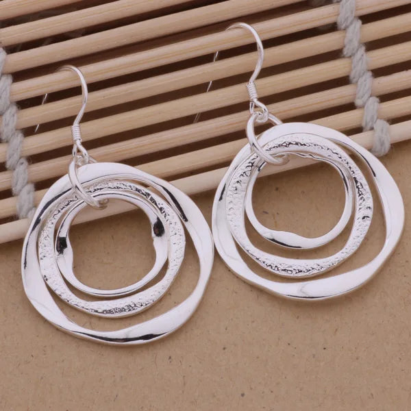 Production charm women lady Valentine's gift  silver color circles earringscharm Women free shipping  jewelry