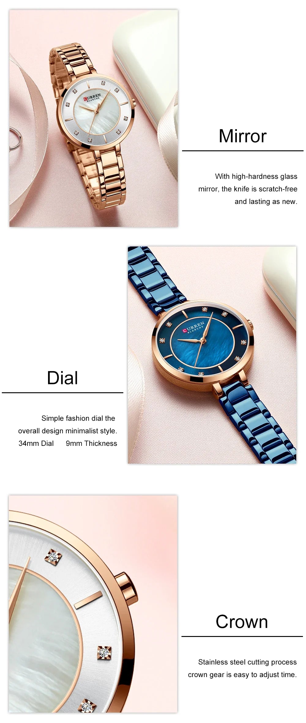 Curren Woman Watches Rose Gold Top Brand Luxury Watch Women Quartz Waterproof Women's Wristwatch Ladies Girls Watches Clock