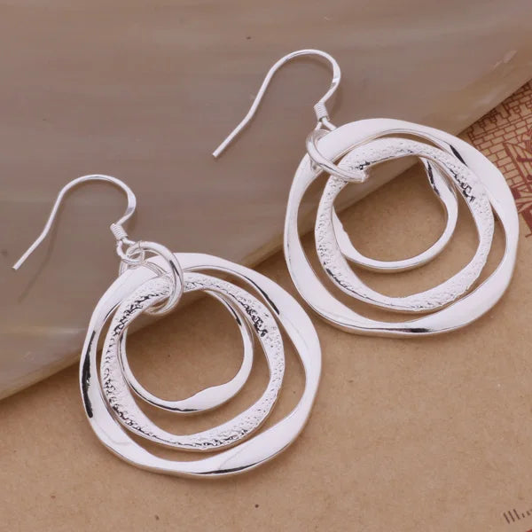 Production charm women lady Valentine's gift  silver color circles earringscharm Women free shipping  jewelry