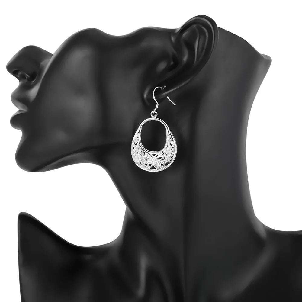 Production charm women lady Valentine's gift  silver color circles earringscharm Women free shipping  jewelry
