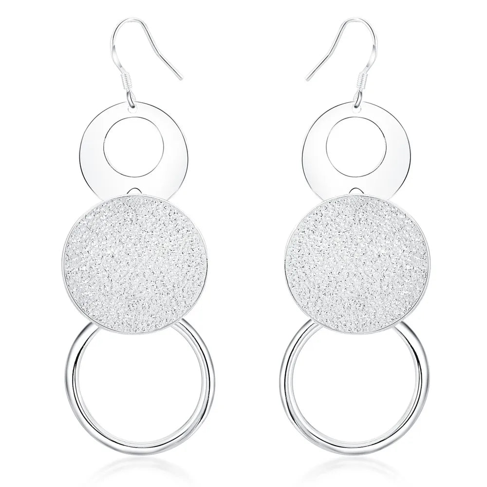 Production charm women lady Valentine's gift  silver color circles earringscharm Women free shipping  jewelry