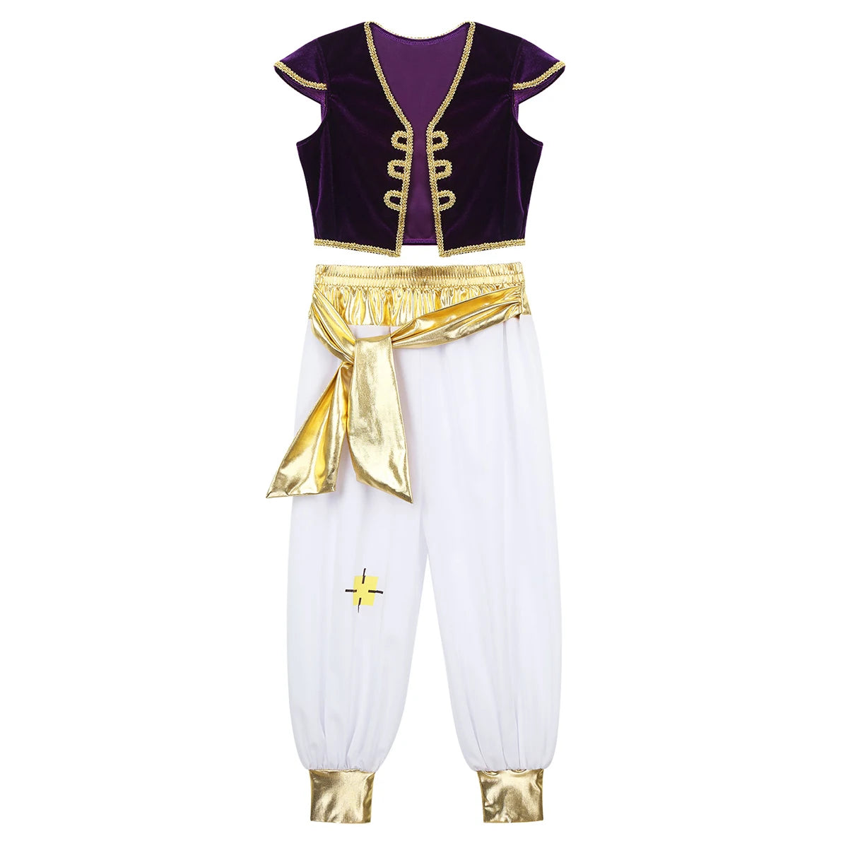 Boys Fancy Arabian Prince Outfits Cap Sleeves Waistcoat with Pants Halloween Fairy Party Carnival Dress Up Cosplay Costume
