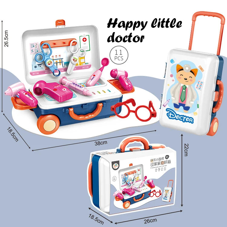 Children's Play House Kitchen Toys Simulation Girls Beauty Portable Tools Kitchen Utensils Tableware Trolley Case Medical Kit